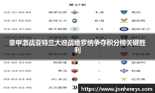 意甲激战亚特兰大迎战维罗纳争夺积分榜关键胜利